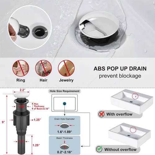 Miniatura 6 de Midanya Grifos altos para lavabo, cascada, lavabo, lavabo, con una sola manija, 1 agujero, moderno, con mangueras de drenaje emergentes