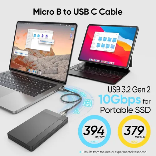 Miniatura 2 de Cable externo de disco duro USB C de 10 Gbps, cable corto micro B a USB C, cable de disco duro USBC USBC para WD Toshiba Westgate Seagate, SSD