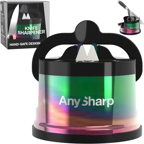 AnySharp Chef - Afilador de cuchillos manos libres - Herramienta de afilado fácil de usar con base de succión PowerGrip y ángulo preestablecido de