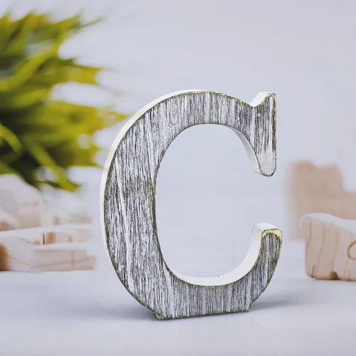 Miniatura 14 de Letras de madera rústica sin terminar de 4 pulgadas para decoración de pared, letras decorativas de pie en rodajas, decoración de tablero