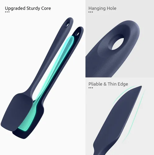 Miniatura 6 de U-Taste Juego de espátulas de silicona, 600ºF, resistentes al calor, sin costuras, de grado alimenticio, goma flexible, para cocina, mezcla, Azul
