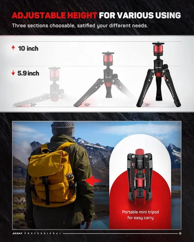 Miniatura 5 de IFOOTAGE - Pequeño trípode profesional, mini trípode para fotografía, trípode de mesa de escritorio para fotografía, compatible con cámaras DSLR