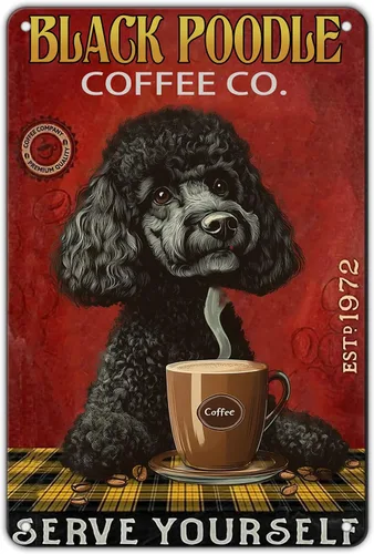 Miniatura 64 de Cartel de metal vintage con texto en inglés "Girl and She Lived Happily Ever After Dog" (Poodle Girl and She Lived Happily Ever After Dog), letrero