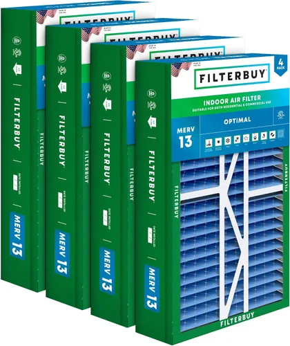 Miniatura 23 de Filterbuy Filtro de aire 10x17x2 MERV 13 Defensa Óptima contra Humo y Alergias (Paquete de 4), Filtros Exteriores Plisados Electrostáticos