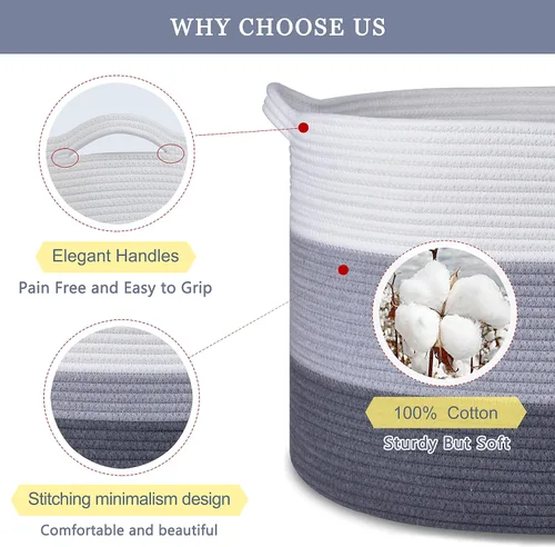 Miniatura 4 de Cesta Extra Grande para Mantas 87L, Cesta para Ropa Sucia, Cesta de Guardería para Bebés para Almacenamiento de Juguetes, Ropa y Toallas, Cesta