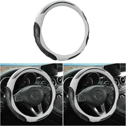 Miniatura 8 de Funda de Volante de Cuero, Protector de Volante de Auto Elástico, Funda de Volante Universal de 15 Pulgadas Antideslizante Transpirable Sin Olor