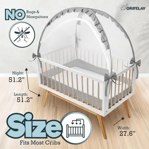 Miniatura 3 de Tienda de campaña para cuna de bebé, tienda de campaña para cama infantil con máquina de ruido blanco, apertura de cremallera ancha, funda de cuna