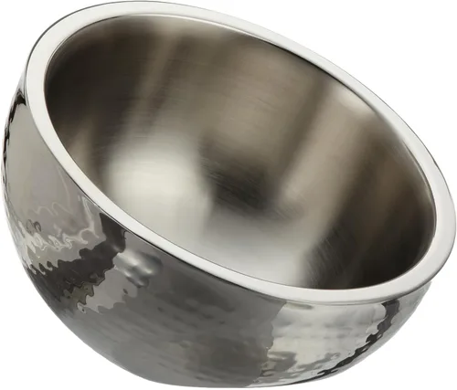 Miniatura 6 de Elegance Hammered - Cuenco para servir de doble ángulo de acero inoxidable de 6 pulgadas, color plateado