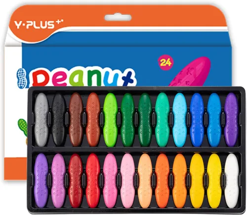 YPLUS Crayones de maní para niños, 24 colores lavables para niños pequeños, crayones no tóxicos para bebés de 2 a 4 años, 1-3, 4 a 8, suministros de