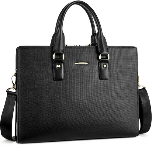 BOSTANTEN Maletín de Cuero para Abogados Portátil de Negocios Bolsas Delgadas para Hombres y Mujeres