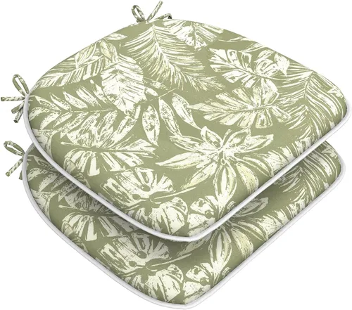 Miniatura 52 de DYTXIII Juego de 2 cojines para sillas de exterior con lazos, almohadillas repelentes al agua para sillas de patio de 17 x 16 pulgadas para muebles