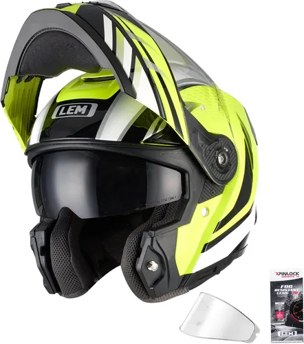 Miniatura 15 de LEM Cascos modulares de motocicleta de fibra de vidrio, casco de motocicleta de cara completa abatible para excursiones, certificado por DOT, visera