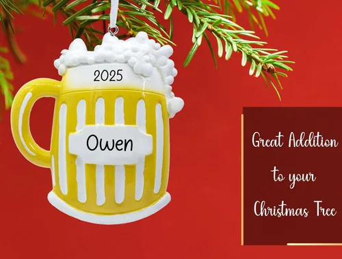 Miniatura 4 de Adorno de Navidad personalizado de cerveza 2026 – Personalización gratuita Taza personalizada de cerveza artesanal, taza Pilsner para árbol