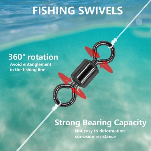 Miniatura 6 de Kit giratorio de barril de pesca, 300 piezas de acero inoxidable rodamiento conector a presión para agua salada pesca de agua dulce 2 3 4 5 6 7 Un