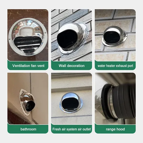 Miniatura 9 de Tapa de chimenea de acero inoxidable 304, cubierta de salida de ventilación de pared redonda, cubierta de salida de ventilación de baño, cubierta