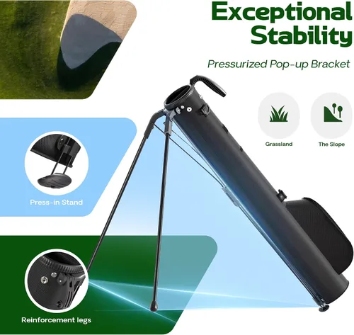 Miniatura 4 de Bolsa de golf ligera para golf, bolsa de golf Par 3 Sunday pequeña con divisores de 2 vías, correa para el hombro y múltiples bolsillos