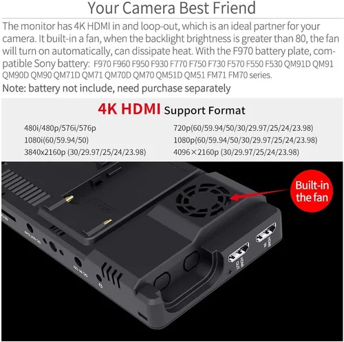 Miniatura 6 de FEELWORLD LUT6 6 pulgadas 2600nits HDR 3D LUT pantalla táctil DSLR Cámara Monitor de campo con forma de onda VectorScope histograma 4K entrada HDMI