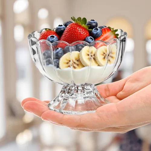 Miniatura 6 de Lawei Paquete de 6 cuencos de vidrio para postre, tazas pequeñas de 5 onzas para helado, mini cuencos de postre con patas para postre, helado