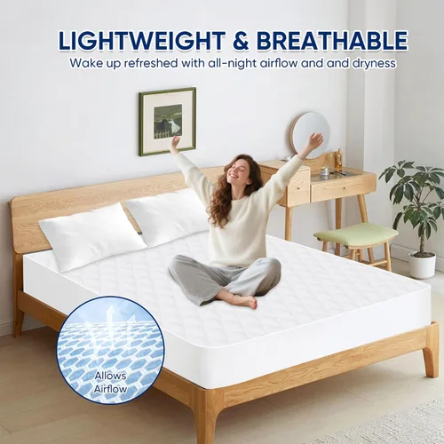 Miniatura 6 de WESLEEPER Protector de Colchón Impermeable Protector de Colchón Tamaño Completo Cubierta de Cama de Colchón Súper Suave Transpirable Lavable a Azul
