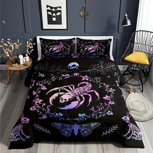 Miniatura 7 de Castle Fairy Juego de edredón tamaño twin con lobo, animales salvajes y plantas, exótico, bohemio, loto misterioso, colección de cama suave