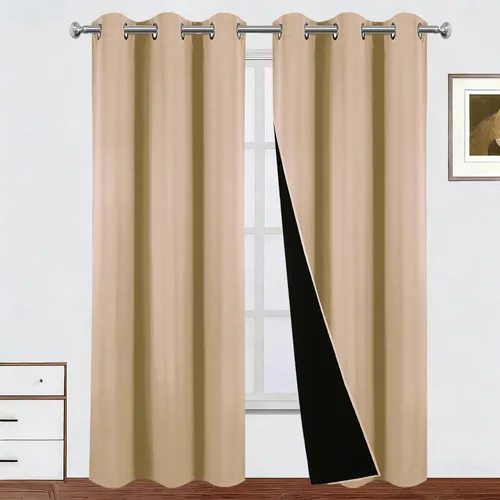 Miniatura 60 de LEMOMO Cortinas 100% opacas de 52 x 95 pulgadas, 2 paneles de oscurecimiento con aislamiento térmico para dormitorio Negro