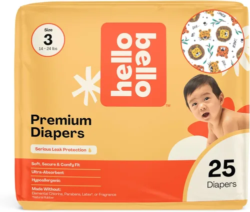 Miniatura 50 de Pañales Hello Bello, talla 4 (22-37 libras) Flower Child, 21 unidades de pañales desechables premium para bebé, hipoalergénicos con sensación suave