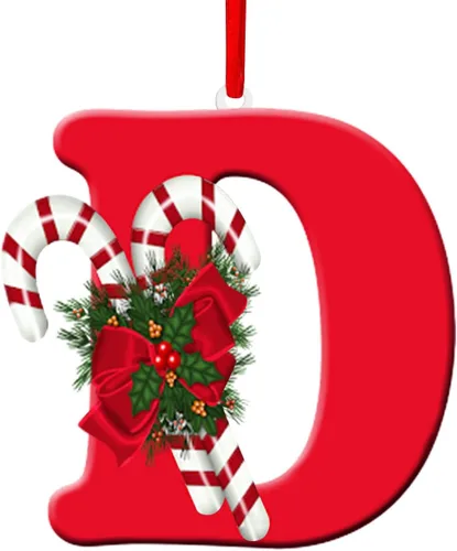 Miniatura 10 de Colgante de decoración para árbol de Navidad de 26 letras, adornos de árbol de Navidad, adornos de Navidad personalizados, decoración de Navidad