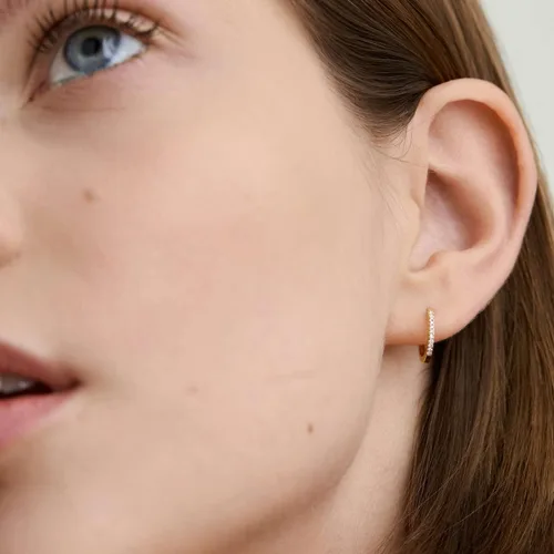 Miniatura 3 de Kainier Aretes de aro chapados en oro de 18 quilates con circonita cúbica, aretes de cartílago, hipoalergénicos para mujeres y niñas, color rosaoro