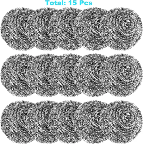 Miniatura 2 de 15 paquetes de estropajos de lana de acero, esponjas de cocina de metal, almohadillas de fregado para lavar platos de servicio pesado, estropajos