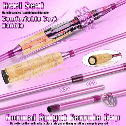 Miniatura 6 de Sougayilang Spinning Rod Reel Combos,Colorful Two Pieces Spinning Pole with Smooth Strong Reel Available for Freshwater Bass Walleye Trout Fishing