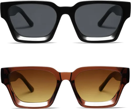 Miniatura 88 de VANLINKER Gafas de sol cuadradas gruesas para hombres y mujeres, retro, rectangulares, con protección UV400, VL9731