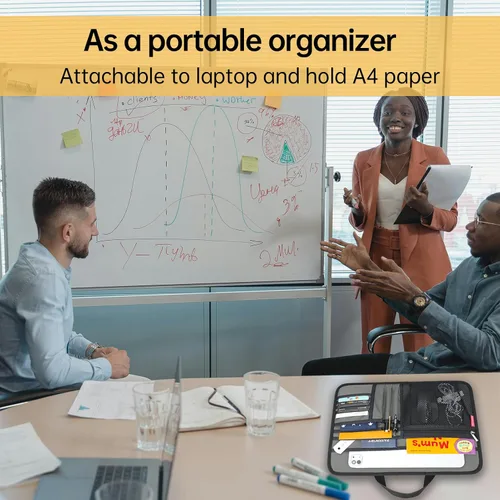 Miniatura 8 de Organizador grande para maletín para trabajo, oficina, documentos, portátil, organizador de almacenamiento (L, gris)