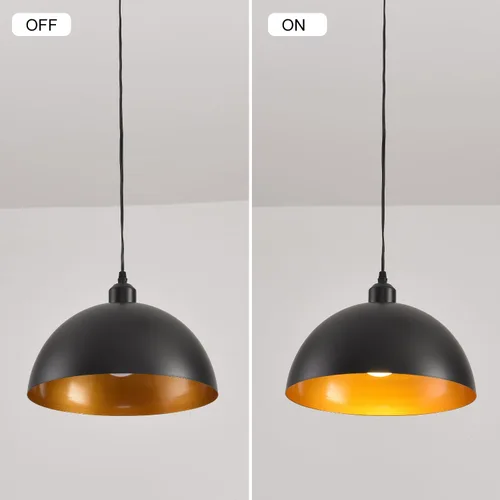Miniatura 9 de Lámpara colgante enchufable, paquete de 2 lámparas colgantes industriales con acabado dorado en el interior, accesorios de iluminación colgantes Luz