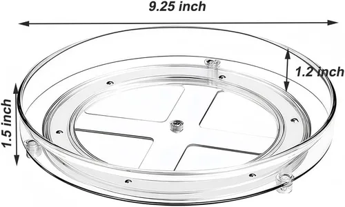 Miniatura 2 de Mesa giratoria Lazy Susan de 9.25 pulgadas, organizador giratorio de plástico transparente para gabinete, refrigerador, rotación de 360°, fácil