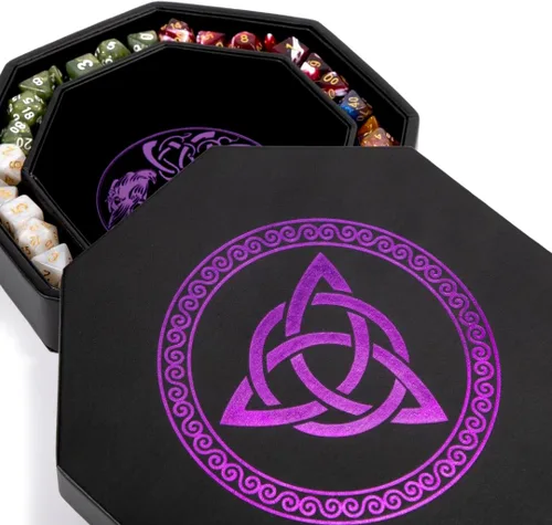 Miniatura 9 de DND Bandeja de dados – Bandeja de 9 pulgadas de calidad prémium Dungeons and Dragons – Exquisitamente detallado diseño de árbol del mundo azul