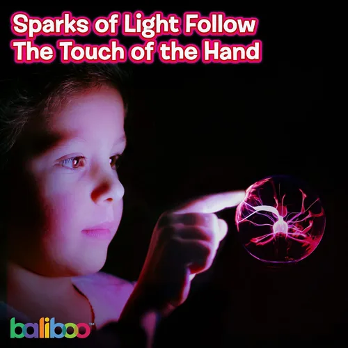 Miniatura 5 de BALIBOO Lámpara de bola de plasma mini de 7,6 cm – Globo de rayos activado por toque – Lámpara de globo de plasma USB y a pilas – Bola
