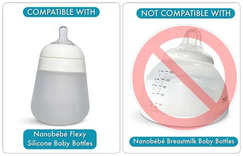 Miniatura 4 de Kit de conversión de vaso con pajita para biberones Nanobébé de silicona flexible, 2 unidades, pezones de silicona suave de grado alimenticio