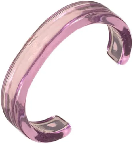 Pulsera abierta de resina acrílica ligera y colorida, transparente, gruesa, gruesa, delgada, cara ancha, resina acrílica para mujeres y niñas,