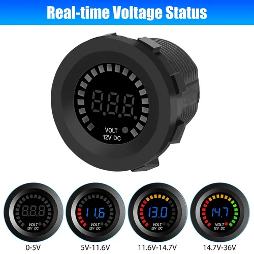 Miniatura 3 de Linkstyle Medidor de Batería de 12 V, Voltímetro Impermeable de 12 V, Medidor de Voltaje de Pantalla Digital para Marina, Auto, Motocicleta