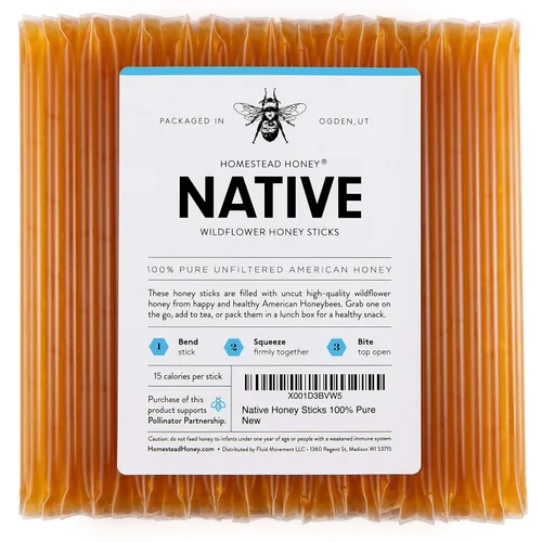 Miniatura 13 de Homestead Honey Paquete de 50 palitos de miel, paquetes de miel dulce pura de flores silvestres para té y aperitivos, pajitas edulcorantes naturales