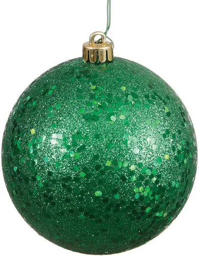 Miniatura 13 de Vickerman Adorno de bola de Navidad inastillable con acabado de lentejuelas con tapa perforada, 6 por bolsa, 4 pulgadas, color negro