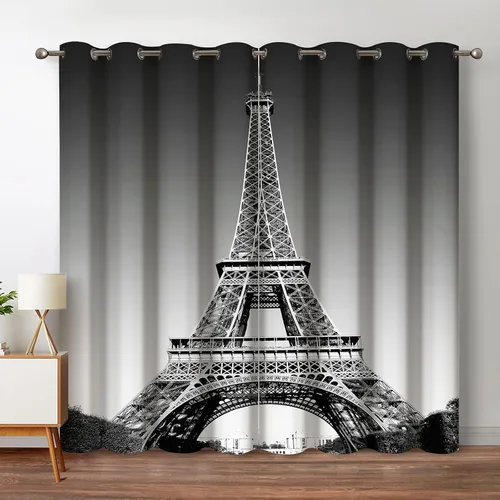 Miniatura 19 de Jekeno - Cortinas opacas de cine para dormitorio, sala de estar, carrete de película con estampado rojo y negro, con ojales, juego de 2 paneles, 52
