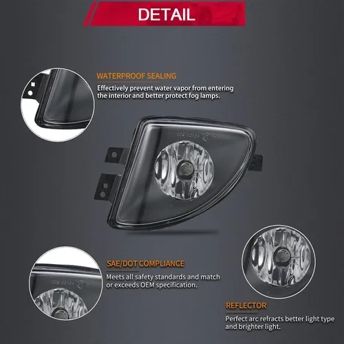 Miniatura 3 de Luces antiniebla compatibles con BMW 528i 535i 550i xDrive Sedan, ActiveHybrid 2011 2012 2013 5 Sedan F10 F11 5 Series 2 piezas lente transparente