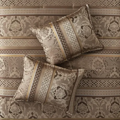 Miniatura 10 de Madison Park Bellagio - Juego de edredón acogedor, lujoso diseño tradicional de damasco jaquard, ropa de cama alternativa para todas las estaciones