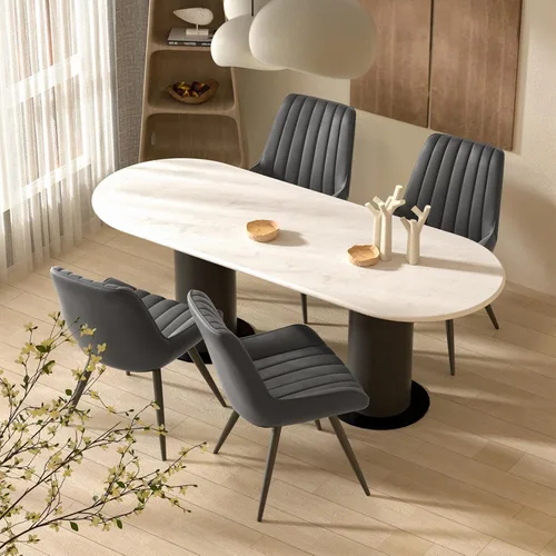 Miniatura 20 de Nalupatio Juego de 2 sillas de comedor modernas, cómodas sillas de comedor con cojines gruesos, sillas laterales tapizadas de tela con patas de Negro