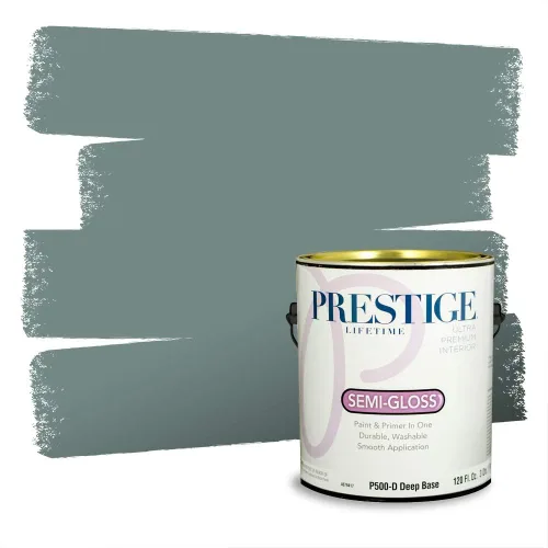 Miniatura 278 de Prestige Paints - Pintura exterior e imprimación en uno, 1 galón, plano, compatibilidad comparable con el color menta «Whipped Mint» de Behr