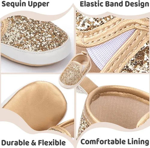 Miniatura 4 de KIDSUN Zapatos deportivos de cuero para bebés y niñas con suela suave antideslizante, para recién nacidos, zapatos casuales para primer caminante
