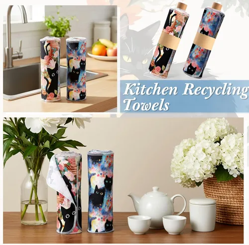 Miniatura 2 de Redbaker 50 piezas de toallas de papel reutilizables, paños de algodón reutilizables sin papel, toallas de papel absorbentes lavables