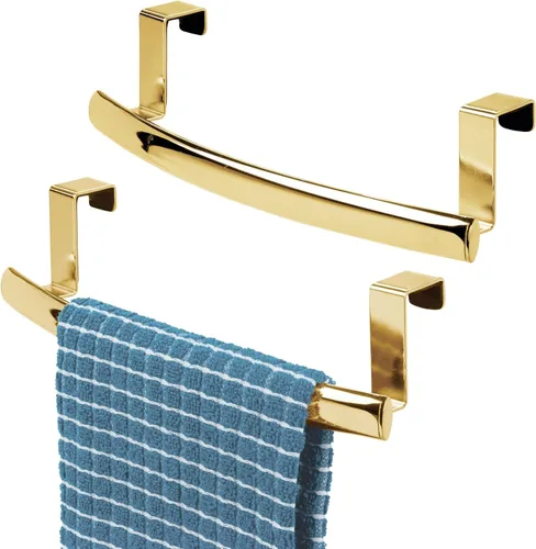 Miniatura 11 de mDesign Barra Curva de Toallas sobre Puerta de Acero, Colgador para Armario o Mueble, Soporte para Cocina, Baño - Sostiene Toallas de Mano/Platos