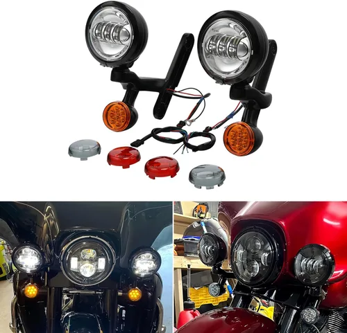 Miniatura 2 de Green-L Luz antiniebla LED para Harley 1997-2013 Touring Street Glide Electra Glide Road King Spotlight 4.5 pulgadas Foglight indicador de lámpara